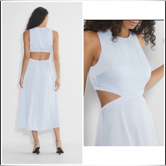 Aritzia Babaton Cella Satin Cutout Dress Satin fit-and-flare maxi dress MED NWT - Picture 2 of 9